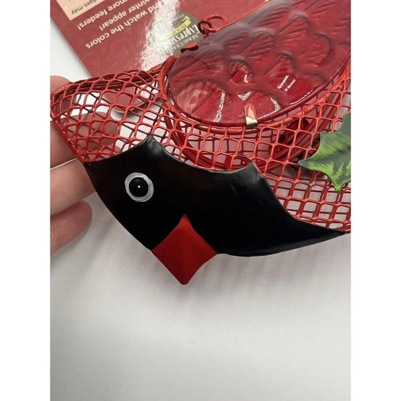 Cardinal Bird Feeder NWT Yard Ornament Winter Red/Hinged/bird Seed/Tree/Glitter - Picture 7 of 16